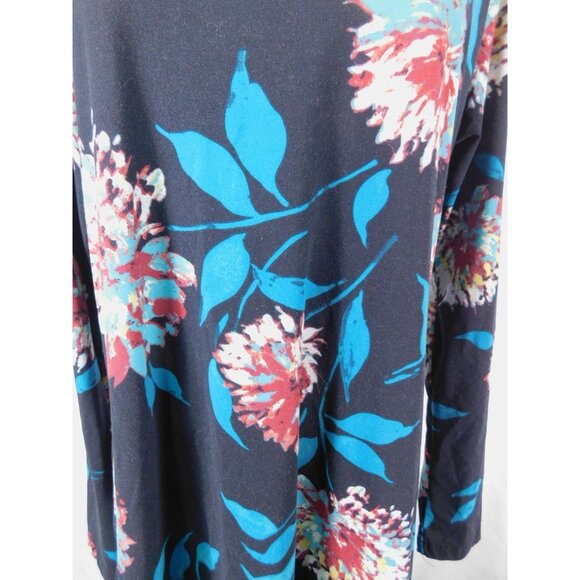 Lildy L-XL Navy Floral Swing Tunic Long Sleeve Boho Witch - Picture 4 of 11